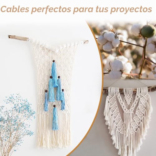 Miniatura 5 de Uiopa Hilo Macrame 3mm X 200m, Cuerda Macrame Gruesa Cuerda De Algodon Natural, Cordel Colores Hilo De Algodón Para Manualidades, Macrame Pared, Cortinas, Colgar Plantas, Colgar Fotos Ejercito Verde