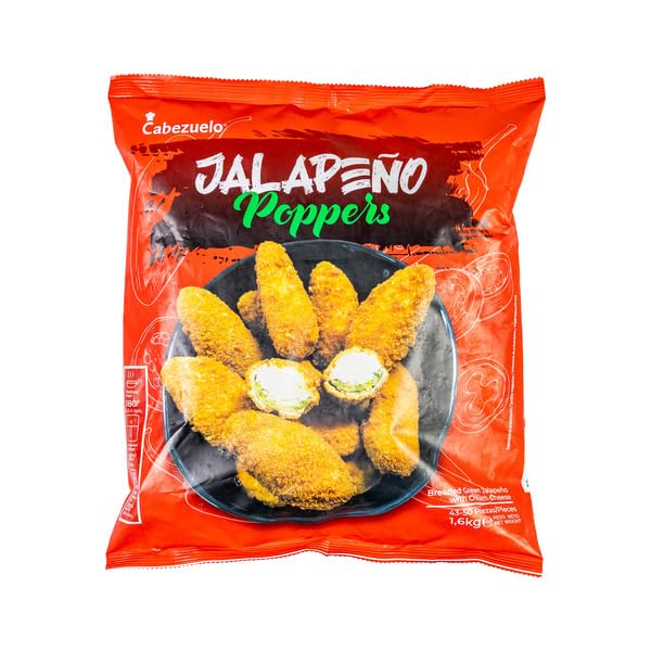 Jalapeño Poppers - Pimientos Jalapeños Verdes Rellenos de Crema de Queso - Crujientes y Sabrosos - Formato Ahorro 1,6 kg (43-50 uds) - Ideal para Air Fryer, Horno y Hostelería - NEXU
