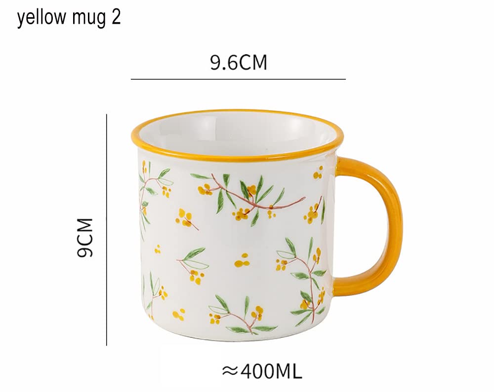 Juego de 4 tazas esmaltadas para acampar de viaje, duraderas y gruesas, para el hogar y la oficina (amarillo)