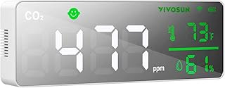 VIVOSUN 5-in-1 WiFi Air Quality Monitor with Carbon Dioxide Meter, CO2 Alarm Function, Temperature and Humidity Monitor and Smiley Face Scale with NDIR Channel Sensor, 400-5000 ppm Range