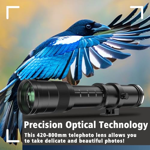 EF/EF-S 420-800mm F8.3 Telephoto Zoom Lens(MF) for Canon EOS Rebel T8i/T7i/T7/T6i/T5/T3i/T2i/XSi/SL3/SL2/T100/90D/80D/70D/50D/5D Mark IV/6D II/7D II/1D X III II-Manual Focus DSLR Cameras Lenses(Black) - Image 3