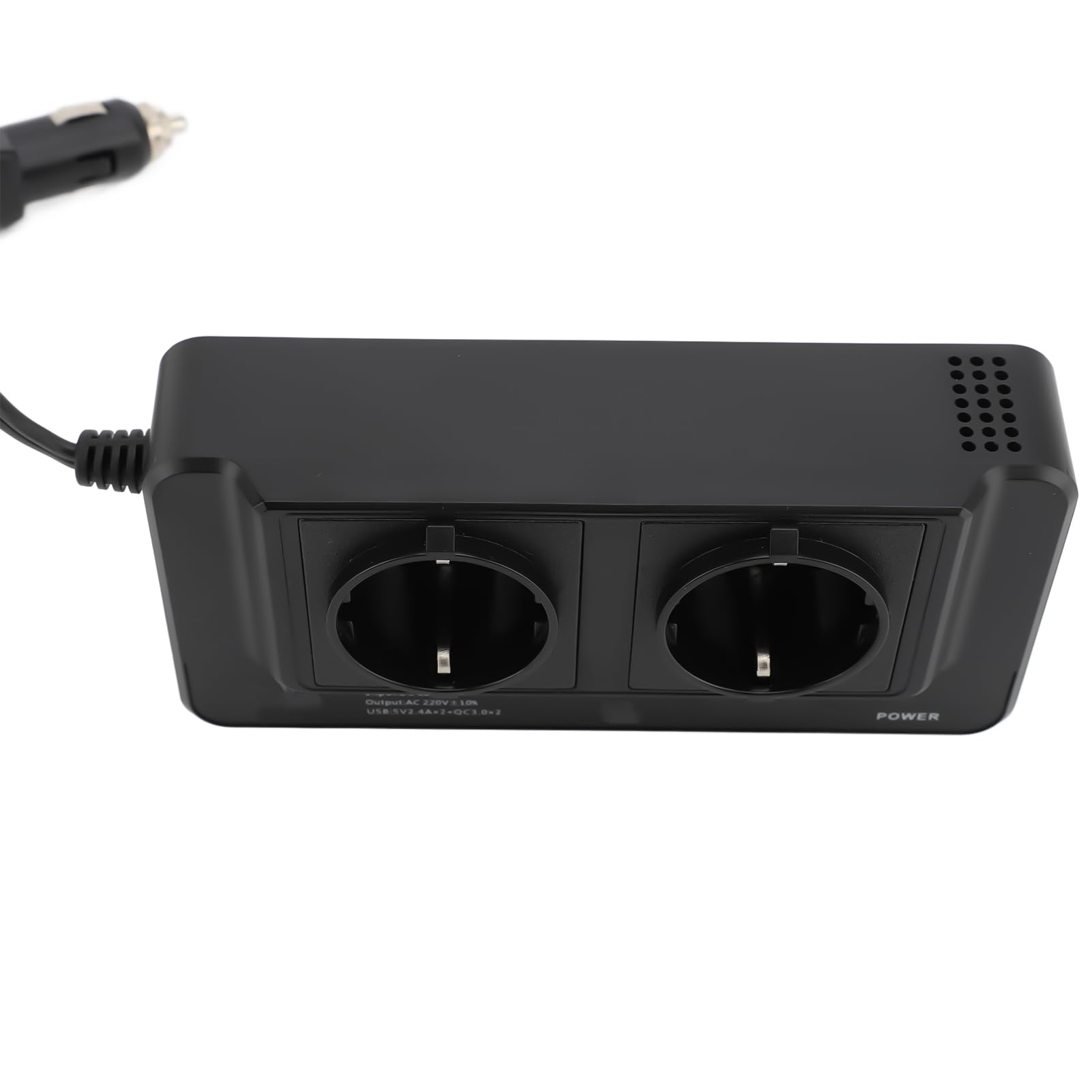 Convertidor de Corriente para Coche de 200W, Inversor Portátil con 4 Salidas Dobles de Puertos USB, Entrada DC12v (220V Enchufe de la UE)