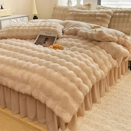 「 §zz.luxi」布団カバーセット 3点セット シングル 冬用 ミルクファー調 ふわとろ あったか フランネル フリル マイクロファイバー 厚手 もこもこ ボックスシーツ 掛け布団カバー 封筒式枕カバー 静電気防止 ふわふわ 暖かい 冷え対策 洗える