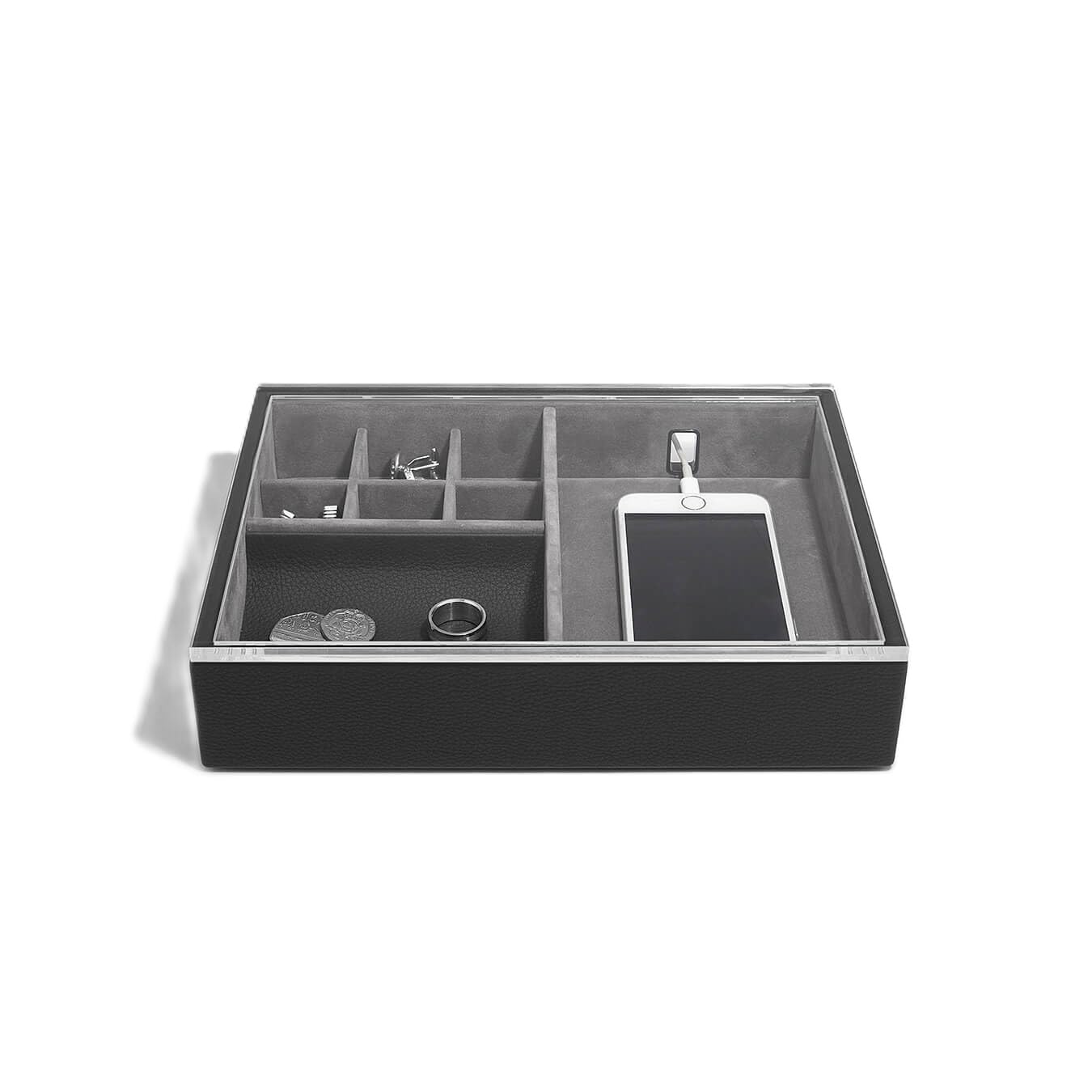 Stackers Pebble Black Valet & Acrylic Lid
