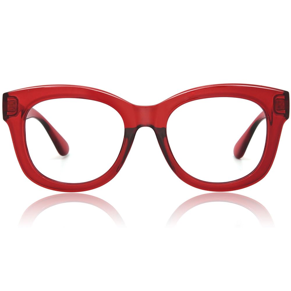 JiSoo Oversized Reading Glasses for Women Men, Stylish Designer Readers Women with Large Frame