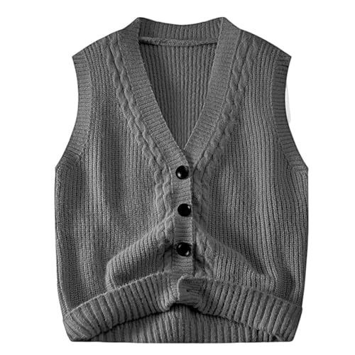 Men Thickened Casual Sweater Vest Fall Winter Warm Sleeveless Cardigan Tank Top Knit