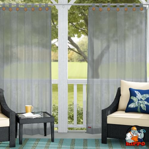 Image of HIPPO High Density Polyethylene 150 GSM Outdoor Loop Curtains Sun Blocking, UV Protection, Light-Filtering Balcony Curtain (Grey, 4.5FTX8FT, 1PC)