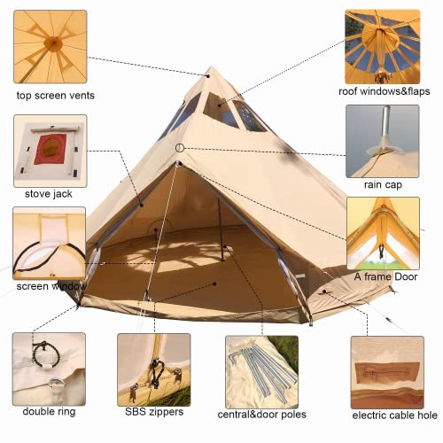 Carpa Bell Tent impermeable 4 estaciones 5m para camping miniatura 3