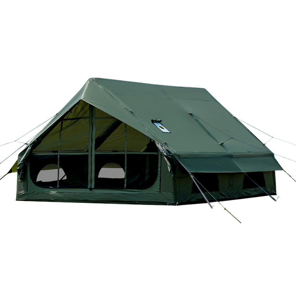 Aufblasbares Campingzelt mit Handpumpe Einfacher Aufbau Wasserdicht Winddichtes Outdoor Aufblasbares Zelt 2-10 Personen Oxford Glamping Luftzelt Hüttenhaus