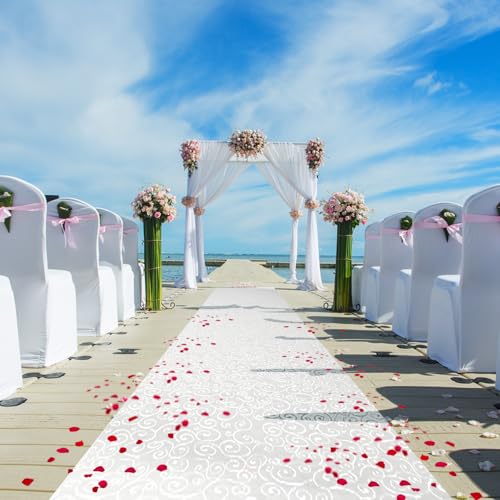 HEALON Thickened Aisle Runner for Wedding CeremonyFeet White Aisle Runner Walkway for Indoor Outdoor Wedding Church Decorations Halloween Parties can Also use a Carpet50g(Vine 3x50Feet)