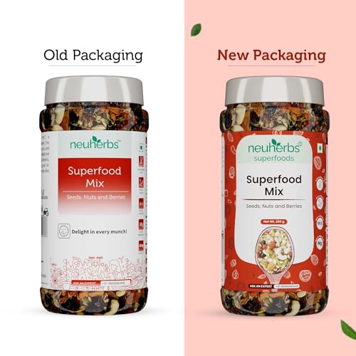 Image of Neuherbs Superfood Mix with Seeds, Nuts & Berries | Unroasted Pumpkin Seeds, Sunflower, Cashew Nuts, Almonds, Pistachios, Blueberries, Flax Seeds | Rich in Protein & Vitamin E - 200g