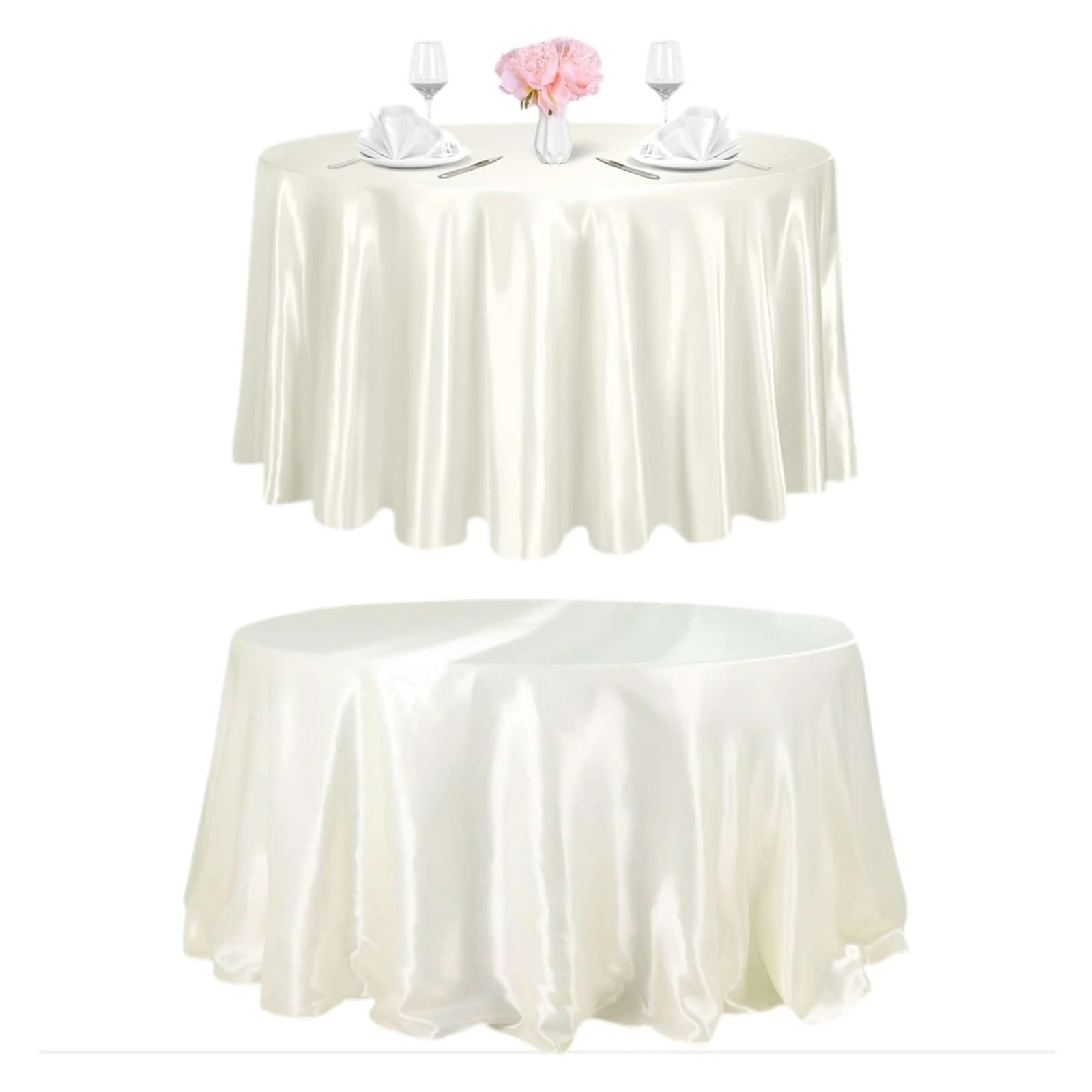 Nappe satin imperméable 275cm beige tissu lisse anti-tache