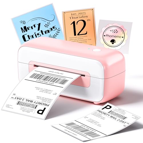 Phomemo Shipping Label Printer USB,Thermal Label Printer 4x6, PM246S Postage Address Label Printer for Small Business, Compatible with Amazon,eBay,Shopify,Etsy,FedEx,UPS(Pink)