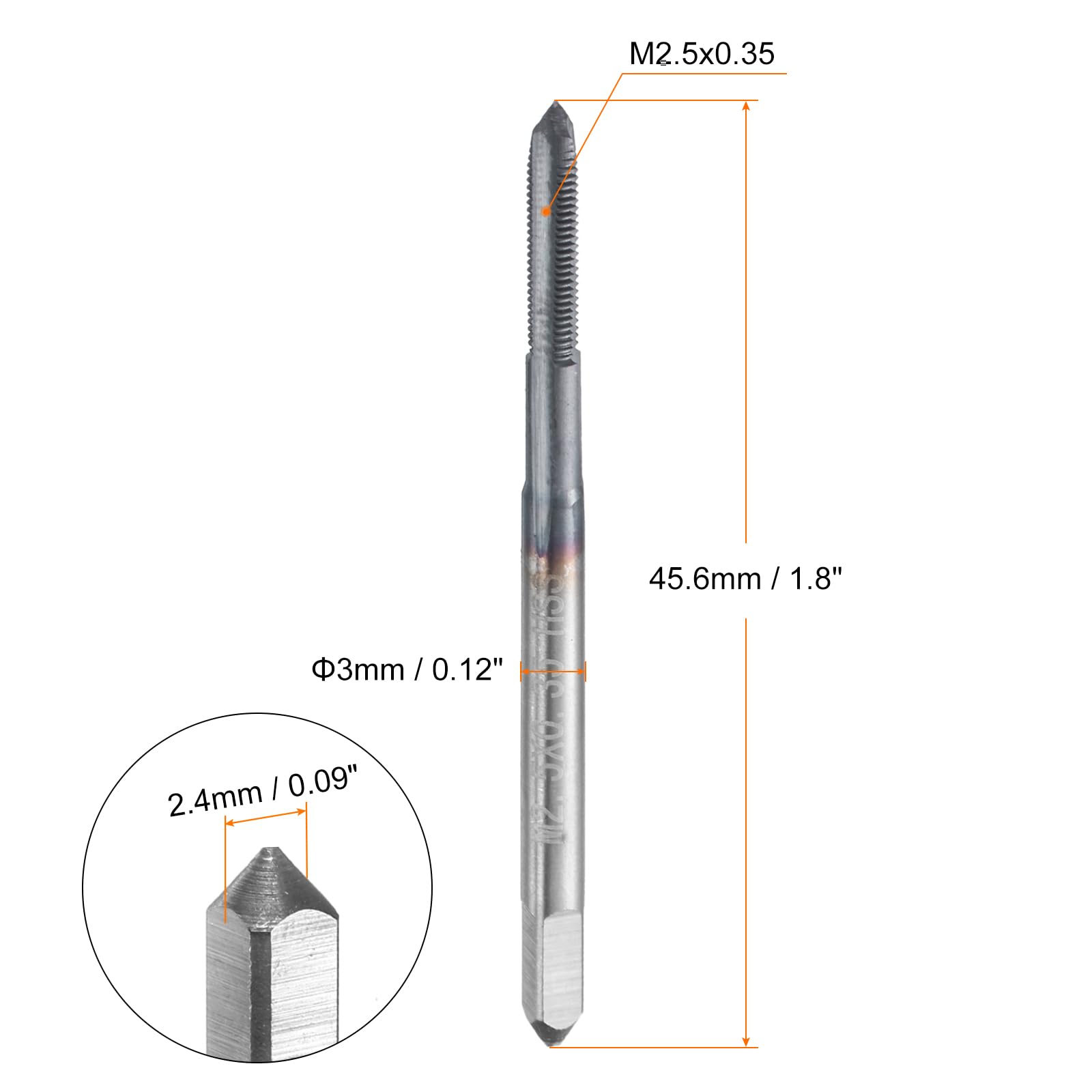 HARFINGTON M6x1.25 Metric Thread Tap 6542 Cobalt High-Speed Steel TiCN Coated Plug Tap Right Hand Straight Flutes Screw Threading Hand Tap
