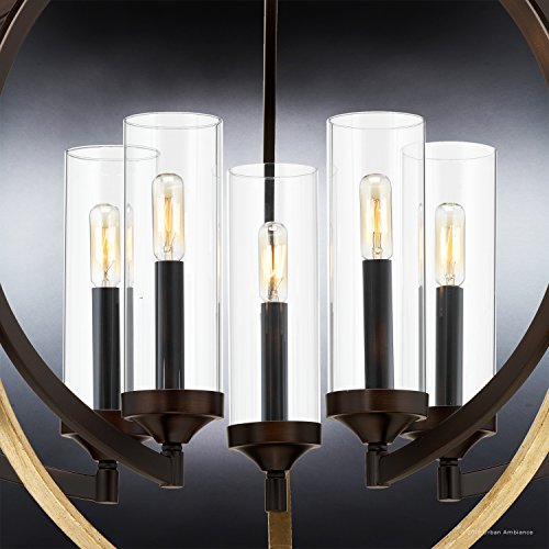 Urban Ambiance Luxury Mediterranean Chandelier, Large Size: 27.875" H X 33.75" W, With Contemporary Style Elements, Olde Bronze Finish And Clear Shade, Uhp2351 From The Baton Rouge Collection #TOP3