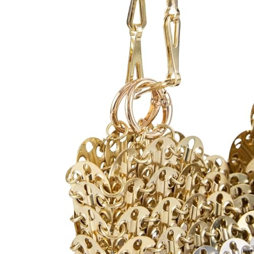 Image of Novelty Metal Sequins Purse Hollow Out Metallic Evening Bag Glittering Ladies Crossbody Bag Beaded Bag for Party