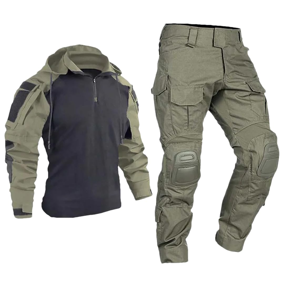Paintball - Ropa de trabajo con múltiples bolsillos, táctica, camuflaje, camuflaje, rodilleras, pantalones
