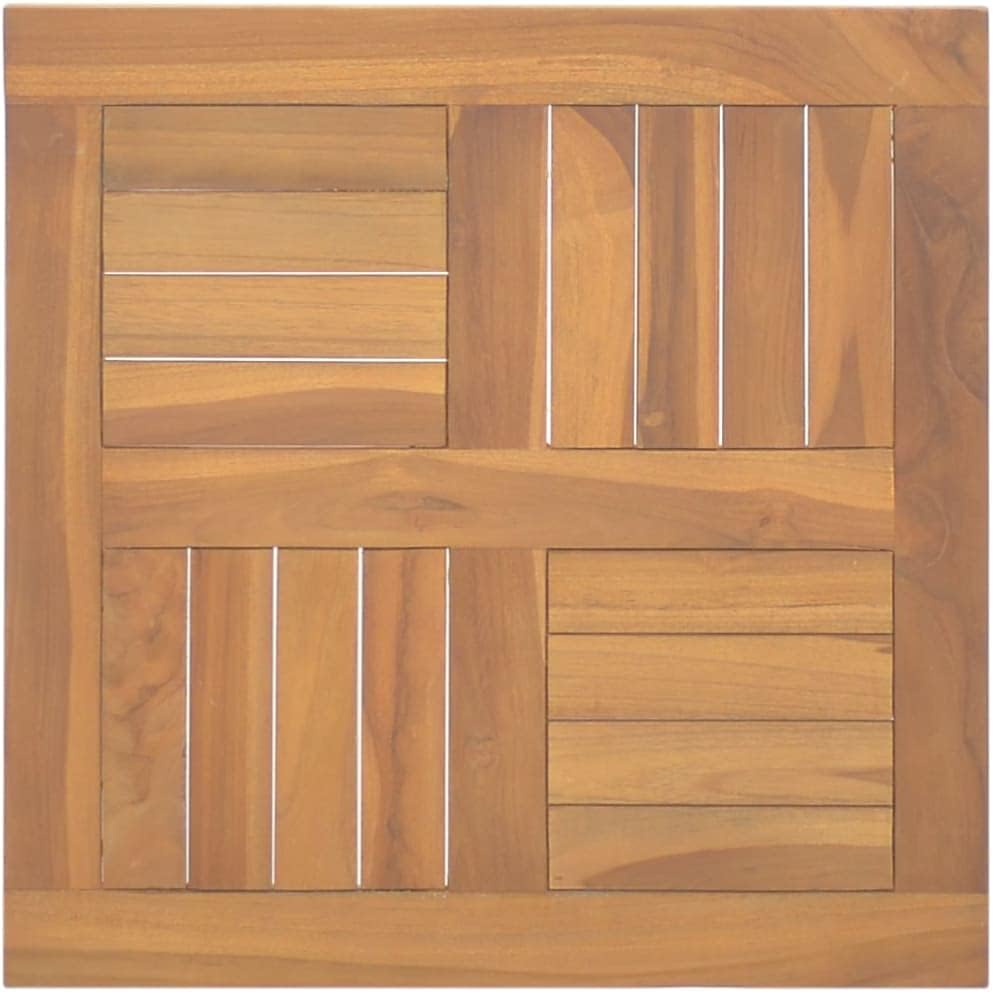 Teak Table Top, 19.7 in, Solid Wood, Patio, Dining, Outside, Square, Durable, Indoor, Garden