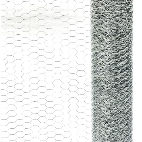 KARVERS Maschendrahtzaun feinmaschig 25mm x 15 mm Sechseckgeflecht verzinkt, Kaninchendraht, Drahtzaun, Hasengitter, Hühnerzaun, Höhe 60cm, Länge 30m