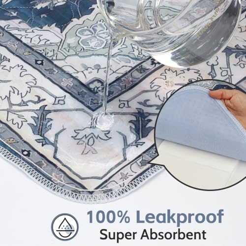 Image of Washable Pee Pads for Dogs, 2 Pack Reusable Puppy Training Pads 48 inchx48 inch Super Absorbent Waterproof Dog Training Pads, Non-Slip Potty Pads, Whelping Pads Litter Mat Navy & Ecru