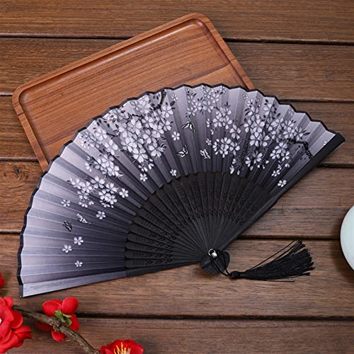 Abanico de seda y bambú abanicos plegables de flores pack de 5 recuerdos para bodas y danza 2