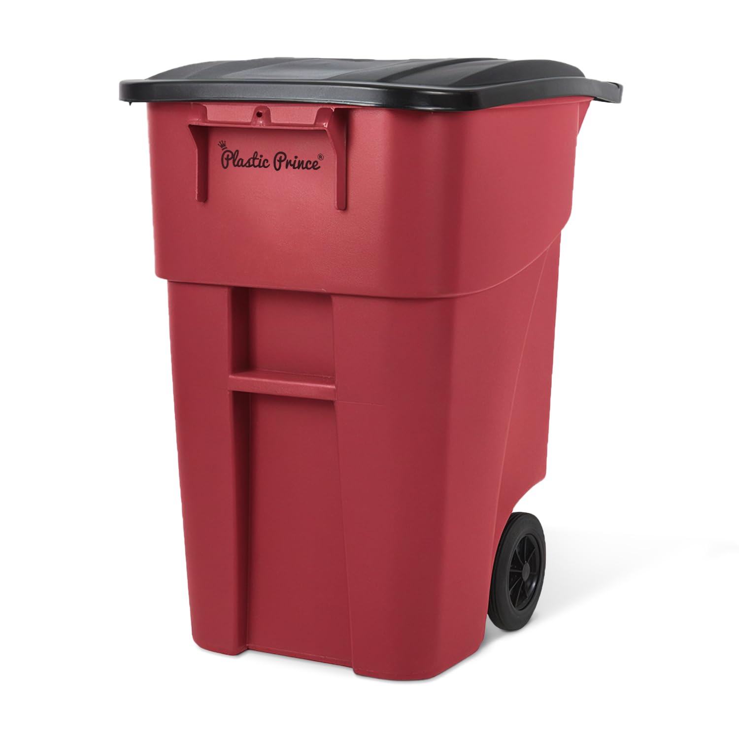 50 Gallon Trash Can Red Outdoor Garbage Can Wheeled Outside Trash Bin Outdoor with Lid and Wheels Large