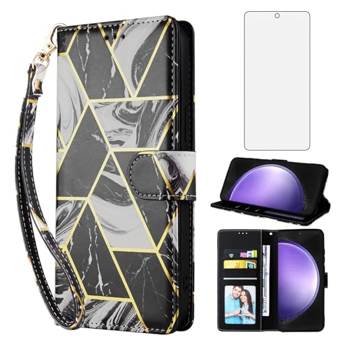 Étui portefeuille Samsung S23 FE Noir avec protection écran