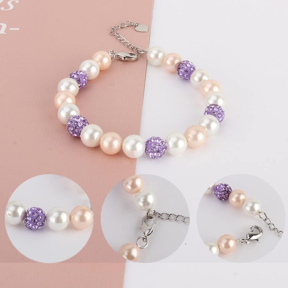 8mm White Pink Shell Pearl Crystal Strand Colorful Handmade Bracelets for Women