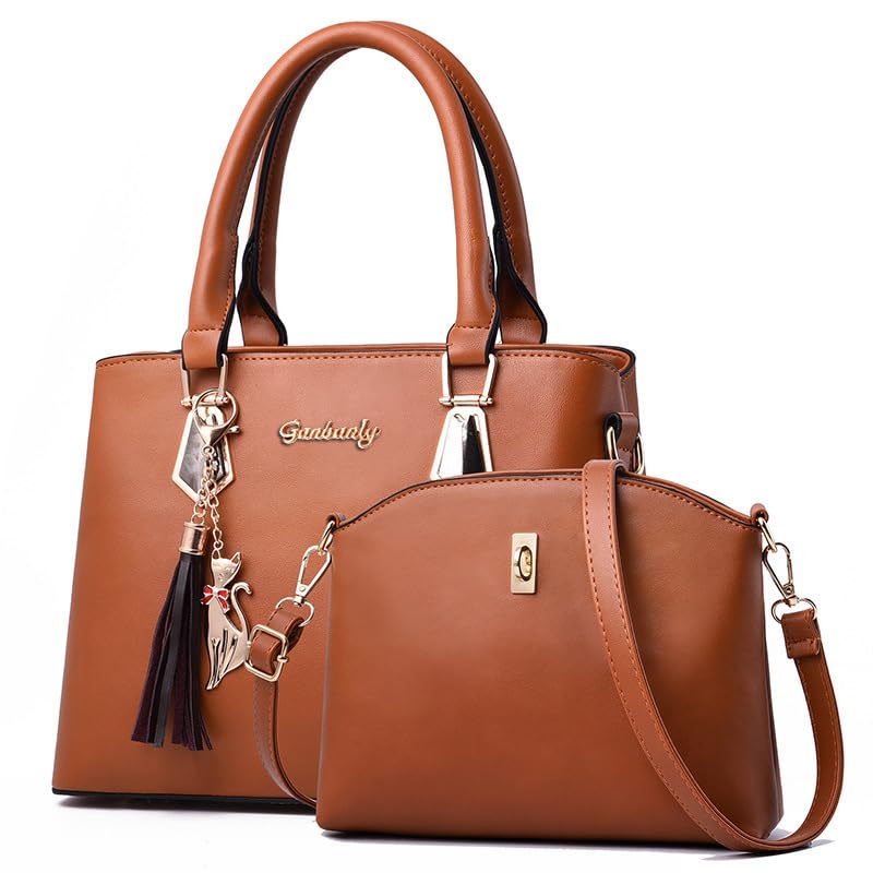 Kit Bolsas Femininas - Bolsa de Ombro Vintage Hobo com Carteira Grande Capacidade de Couro PU Bolsa Mensageiro Casual (Amarelo)