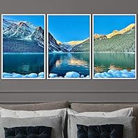 3 Piece Framed Canvas Wall Art Winter Lake Canvas Prints Home Artwork Decoration for Living Room,Bedroom - 16