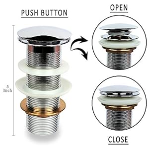 Elegant Casa Brass 5 Inch stainless steel Popup For Wash Basin Waste Coupling with Full Thread Glossy Finish Corrosion Resistant/ Bathroom Accessories
