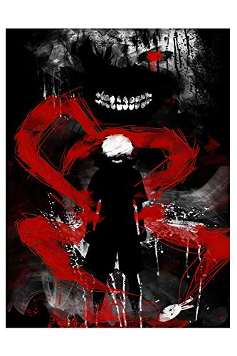 HISLOOKS Japan Anime Poster - Tokyo Ghoul Kaneki Ken Wall Art - Canvas Poster 12x16 inch