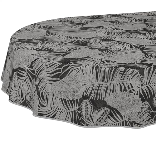 Nappe en toile cirée - Lavable, facile d'entretien et imperméable - Effet lotus - Nappe de jardin - Motif tropical de nuit - Ovale - 220 x 140 cm - Avec...
