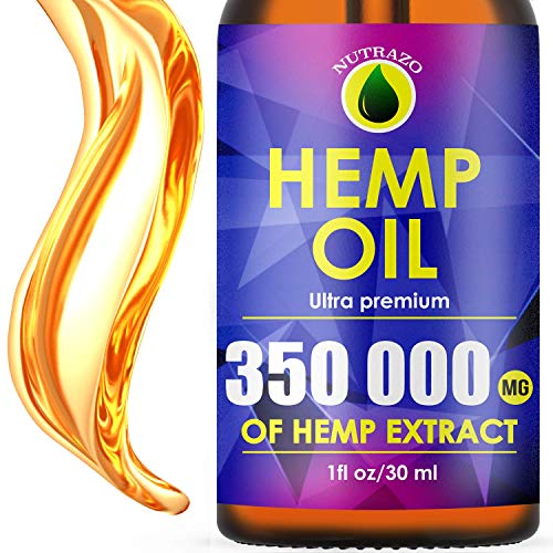 Hemp Oil Extract 350 000mg, Immune System Support, Pain and Anxiety Relief, Vitamin C, Organic Extra Strong Formula, Helps with Insomnia, Provides Relaxation and Mood Boost, Rich in Omega 3-6-9