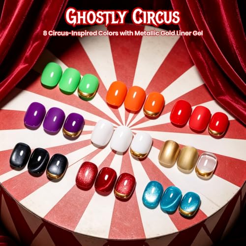 Image of Beetles Halloween Gel Nail Polish Set, 8 Colors Fall Orange Red Purple