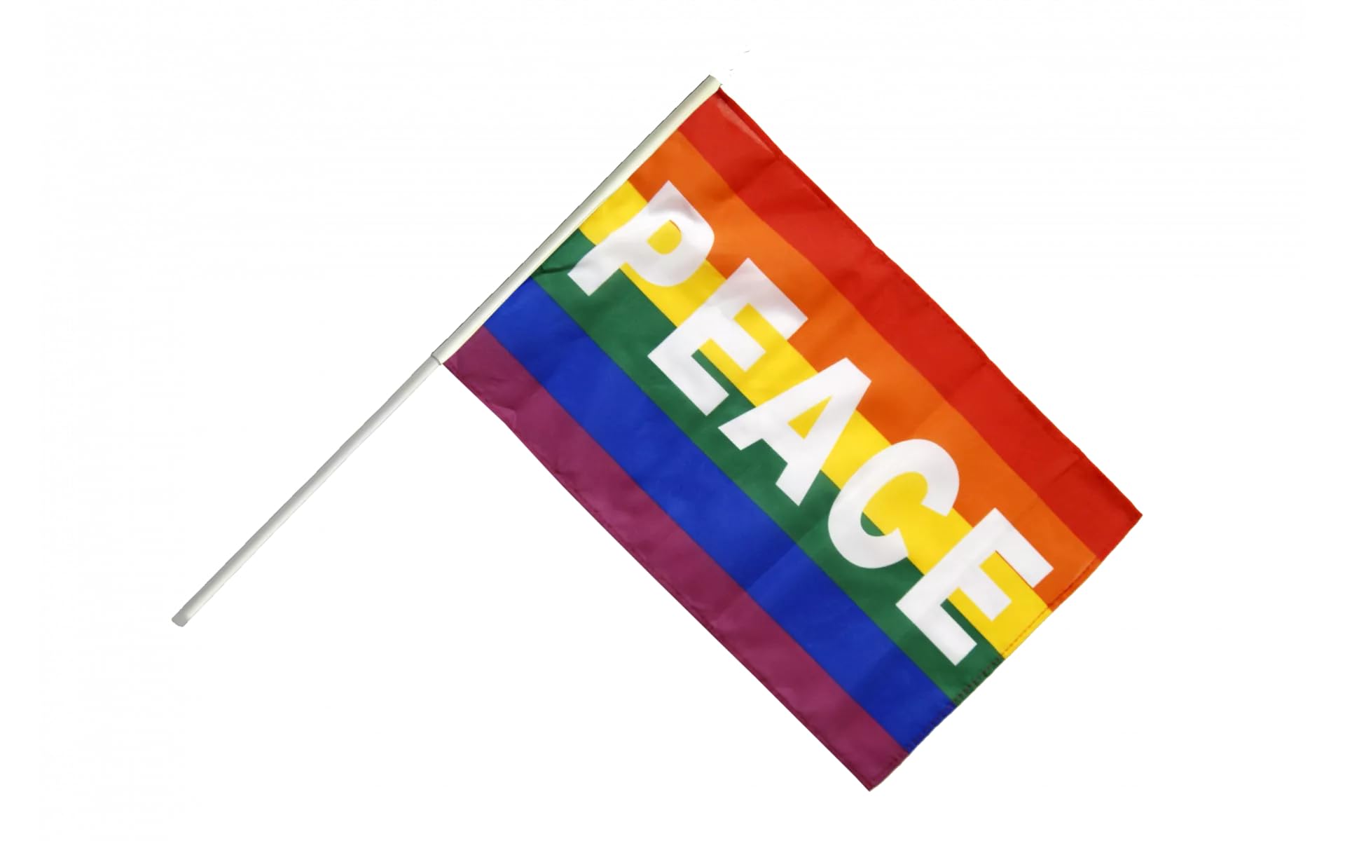 Drapeau Arc en Ciel avec PEACE 60x90cm pour votre décoration de fête