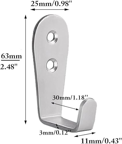 Miniatura 2 de Ganchos para abrigos montados en la pared, paquete de 6 ganchos de entrada individuales, gancho de pared cepillado resistente de acero inoxidable,