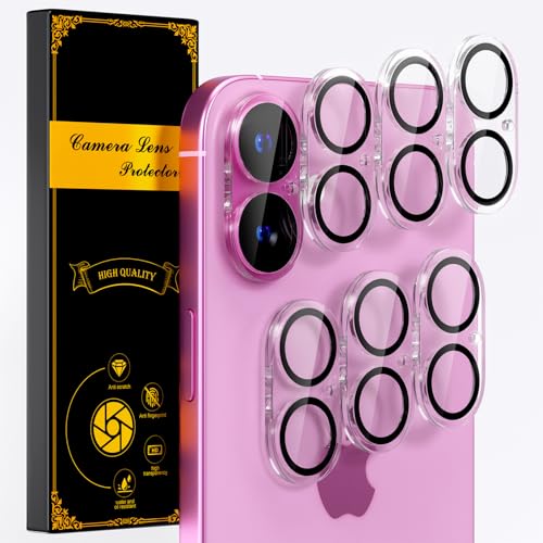 beuxece for 6 Pack iPhone 17 / iPhone 16 / iPhone 16 Plus Camera Lens Protector [Drop Protection] [Easy Installation] 9H Tempered Glass Camera Screen Protector Cover Accessories Clear