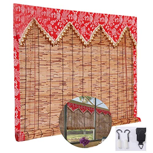 YANJ Bambú persianas de Rodillo, Hecho Natural de la caña, Anti-UV/Impermeable Retro Cortinas Decorativas, Cortinas de bambú con Levantador, for Exterior/Interior/Balcón/Ventana, Personalizable