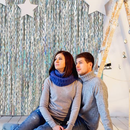 Cortinas de flecos metálicos ondulados para fiestas, set de 10 miniatura 6