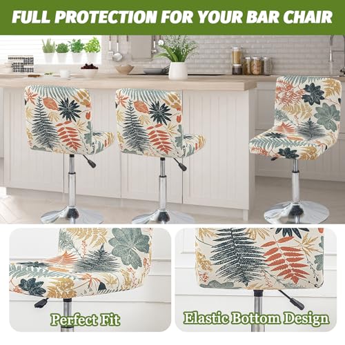 Image of FUANGUI Bar Stool Covers with Backs, 2 Pack Stretch Bar Stool Chair Covers, Knitted Jacquard Bar Stool Covers,Washable Bar Chair Covers Swivel Barstool Slipcovers,13