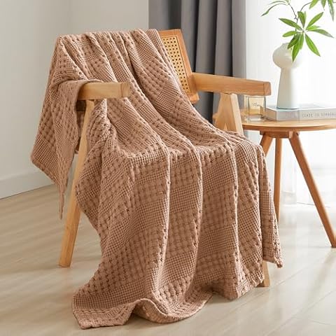 PHF Cotton Waffle Weave Throw Blanket Cover