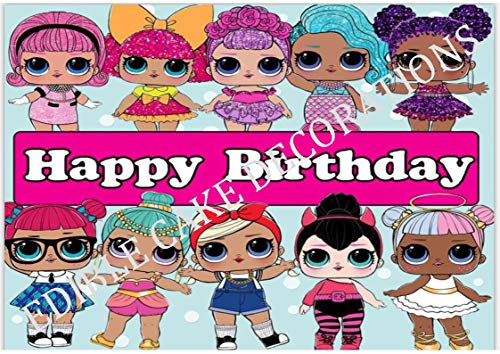 1 x LOL Dolls Celebración Papel Comestible Big Cake Decoración Decoración para Tarta cumpleaños