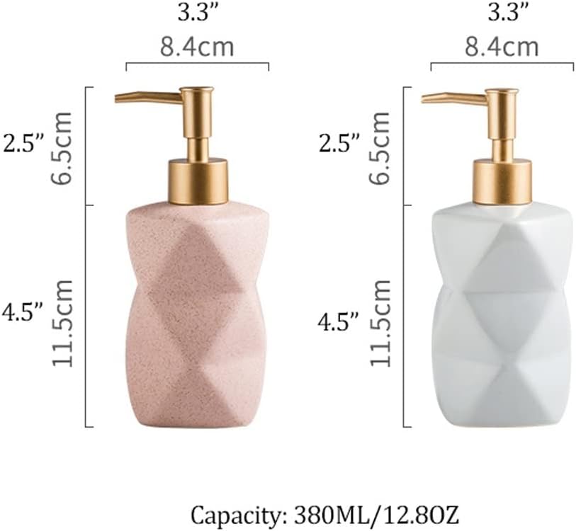Soap Dispenser, Ceramic Hand Dispenser Pump Bottle Geometric Lotion Dispenser for Bathroom, Kitchen Sink, Hotel 380ml/12.8oz