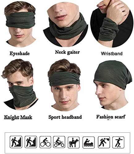 4 Pack Multifunctional Headwear, Bandana Face Masks For Men &Women, Face Coverings Bandana Elastic Tube Scarf UV Resistence, Windproof Neck Gaiter