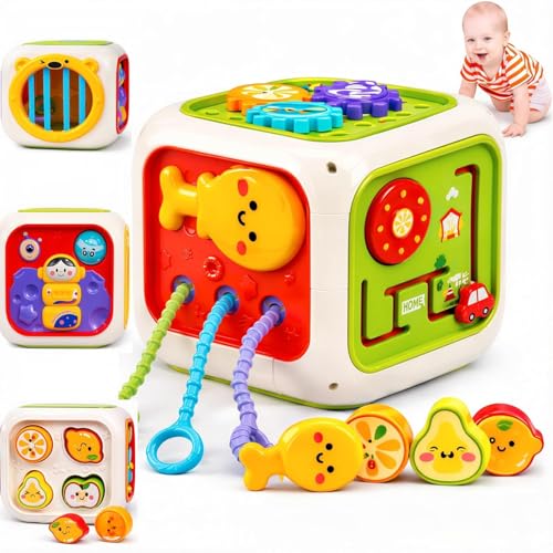 Image of Brand Conquer Montessori Toys 7 in 1 Baby Sensory Toys for Kids Educational Learning Shape Sorter Activity Stacking Baby Interactive Toy Fine Motor Skill (6 in 1 Enlightenment Cube)