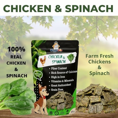 Image of Chicken & Spinach Dog Treat | Protein Rich | Fiber Rich | Crunchy Healthy Snacks | 45g