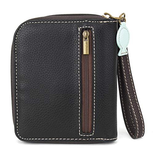 Image of CHALA Zip Around Wallet, Wristlet, 8 Credit Card Slots, Sturdy Pu Leather - Penguin - Blue Stripe