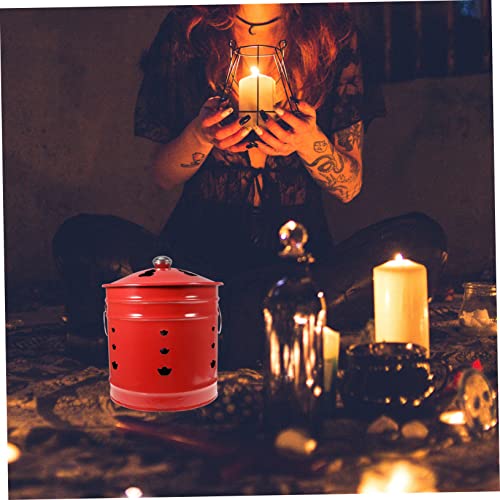 Yardwe 1Pc Enamel Burning Gold Barrel Fire Pit Bucket Camping Fire Pit Golden Ingot Feng Shui Outside Trash Can With Lid Outside Ashtray Trash Can Outdoor With Lid Burn Bucket Red Stove #TOP1