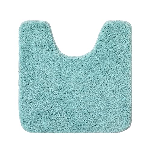MIULEE Absorbent WC Toilet Rug Non Slip U Shape Bath Mat with High Hydroscopicity Rugs Super Soft Cozy and Shaggy Microfiber Rug Carpet for Bathroom 45x45 cm Sky-Blue